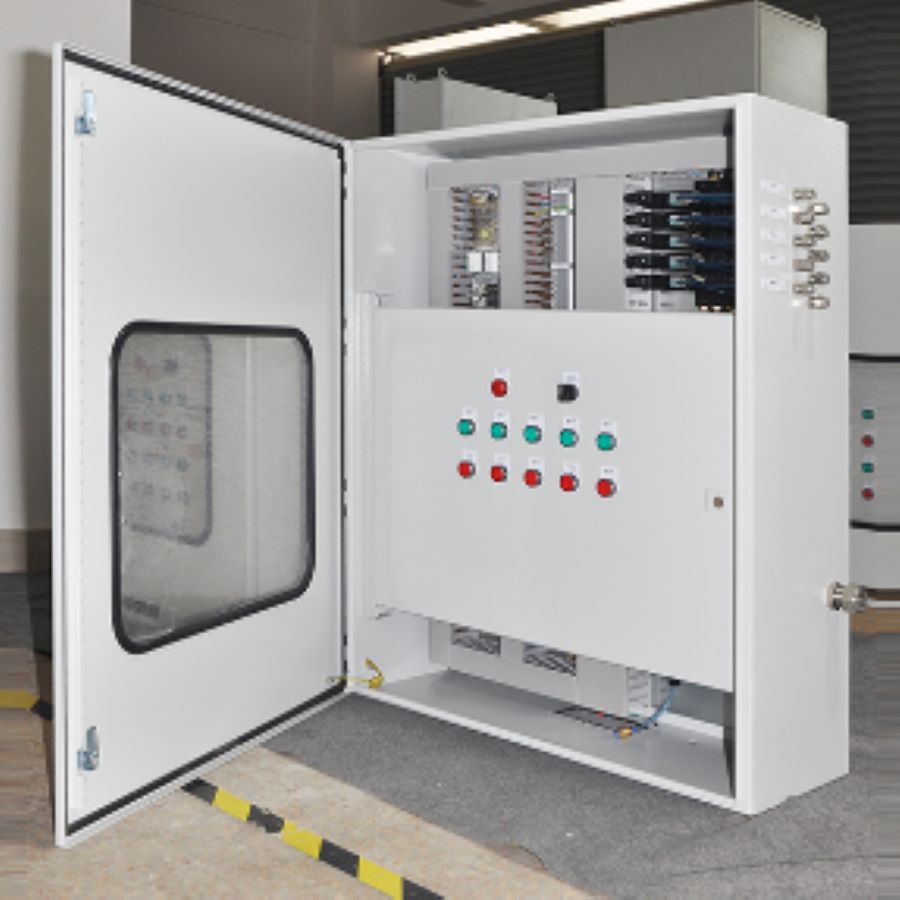 Pneumatic control cabinet for dual electronic control in water treatment power plants